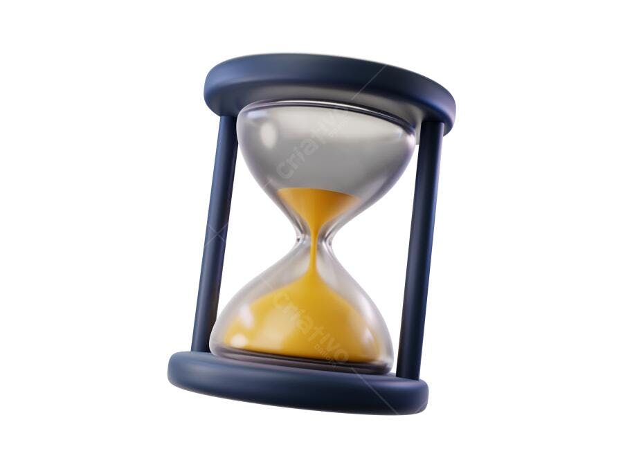Elemento 3D Ampulheta Areia Amarela Tempo PNG Fundo Transparente