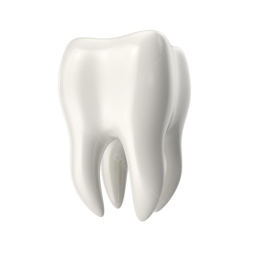 Elemento 3D Dente Branco Odontologia PNG Fundo Transparente
