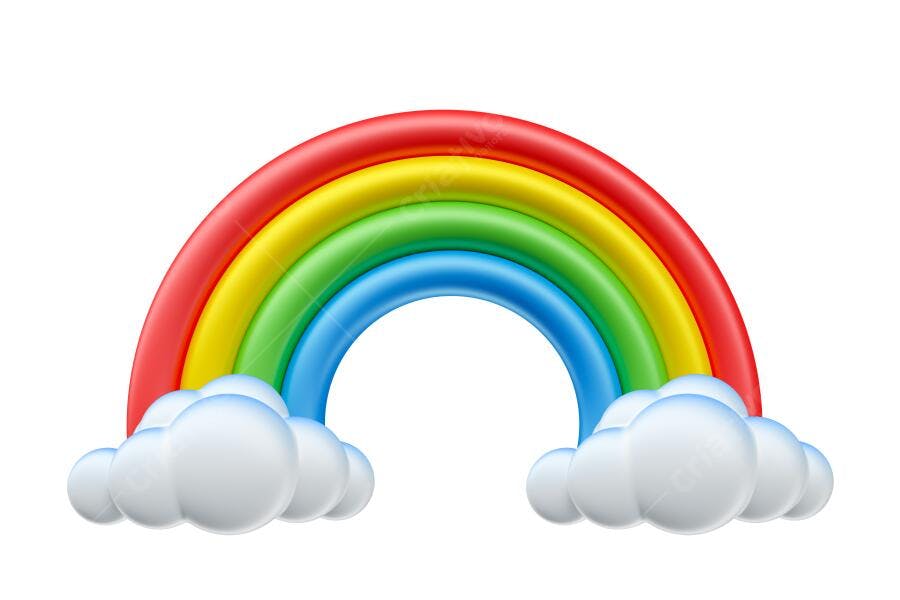 Elemento 3D Arco-Íris Colorido Nuvens PNG Fundo Transparente