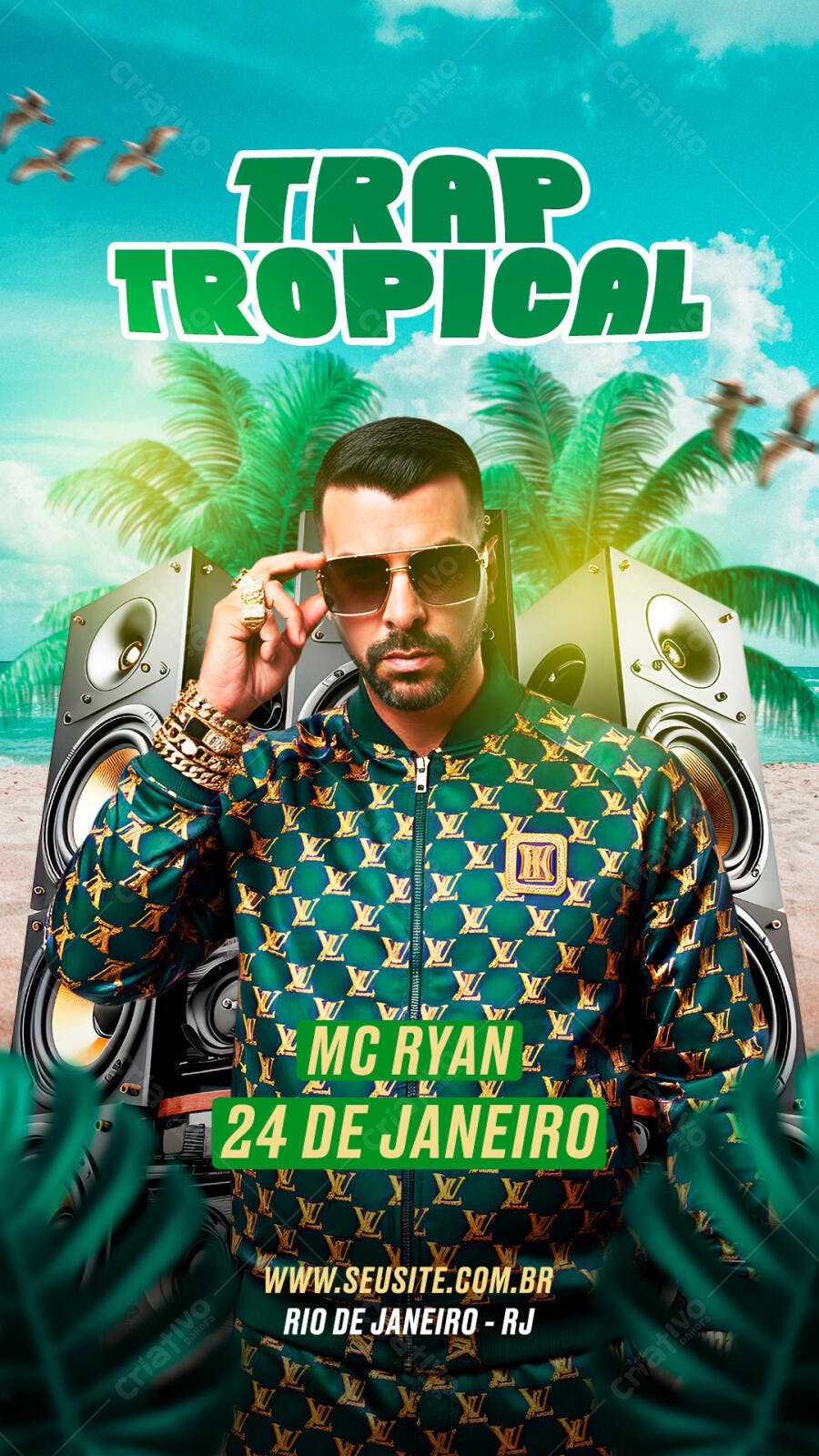 Flyer Trap Tropical MC Ryan Janeiro PSD Editável