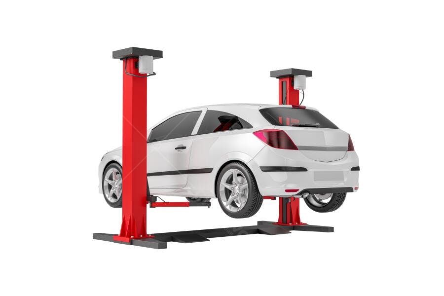 Elemento 3D Carro Elevador Oficina Mecânica PNG Fundo Transparente