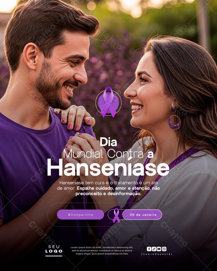 Post Instagram Dia Mundial Hanseníase Janeiro PSD Editável
