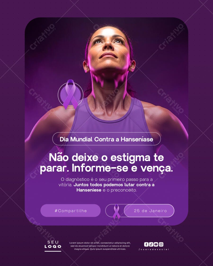 Post Dia Mundial Hanseníase Saúde PSD Editável