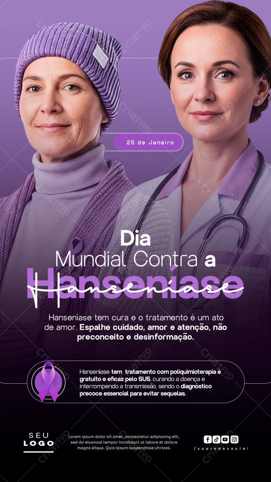Story Instagram Dia Mundial Hanseníase Saúde PSD Editável