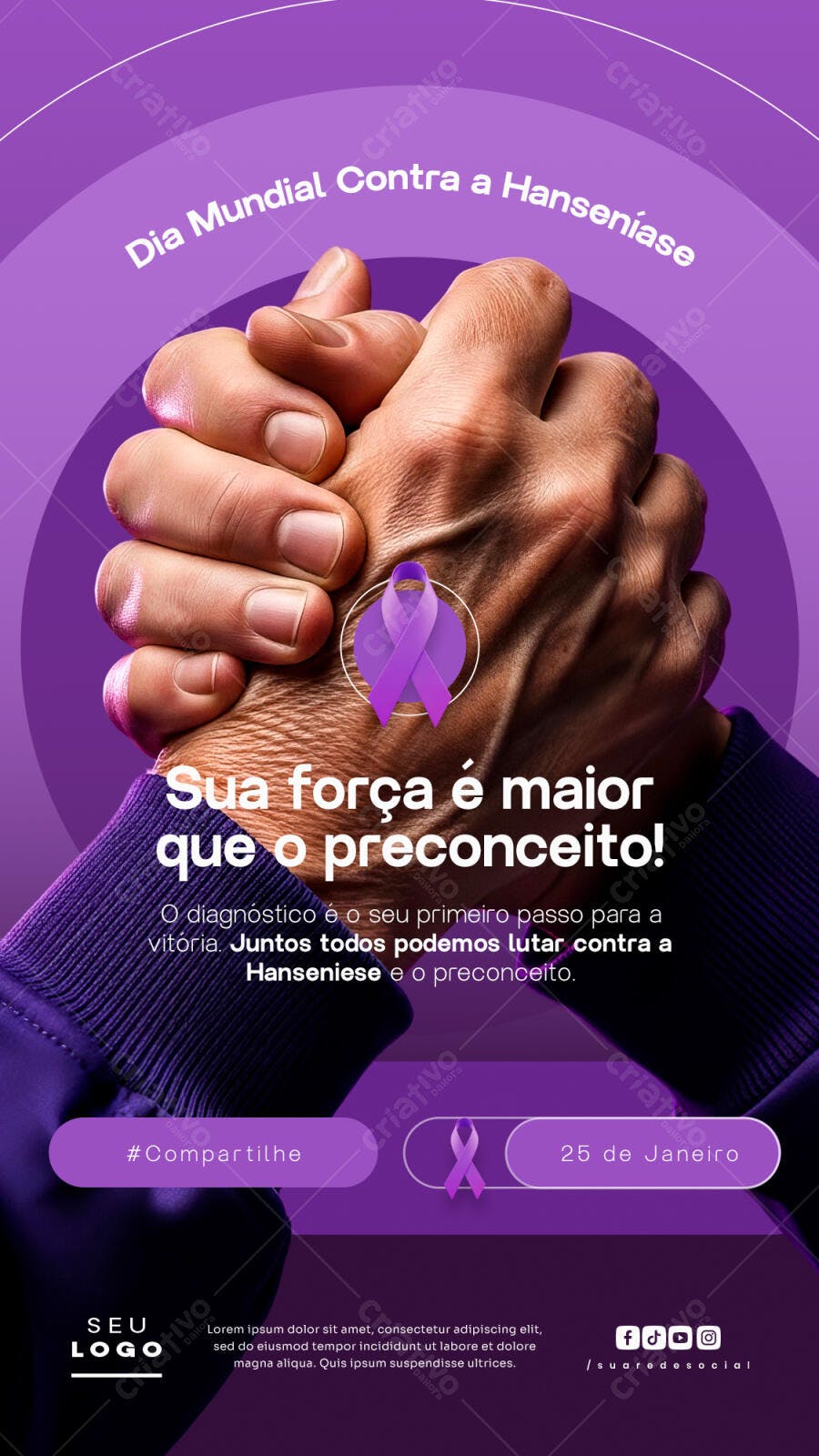 Story Instagram Dia Mundial Hanseníase Janeiro PSD Editável