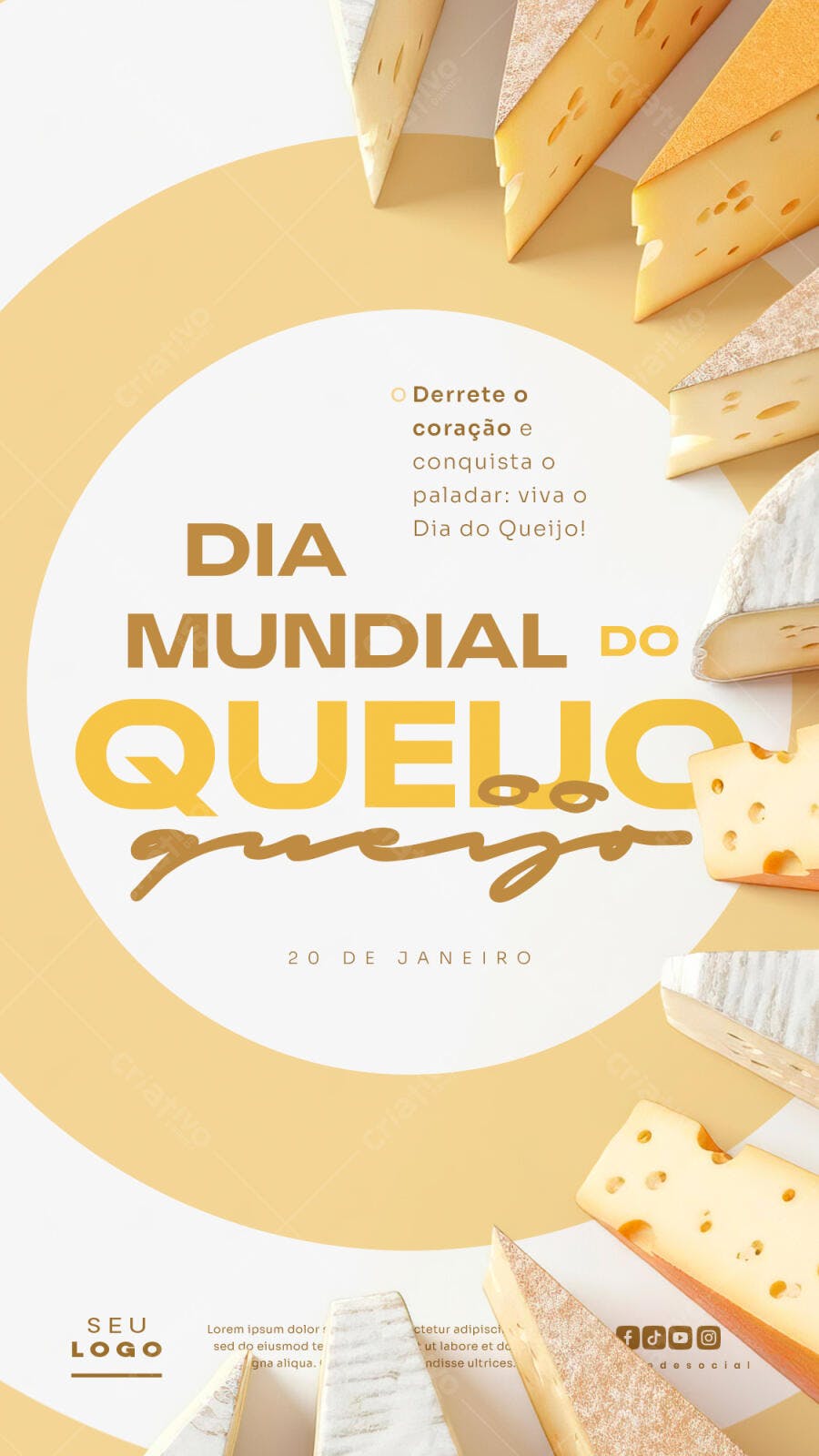 Story Dia Mundial do Queijo 20 de Janeiro PSD Editável