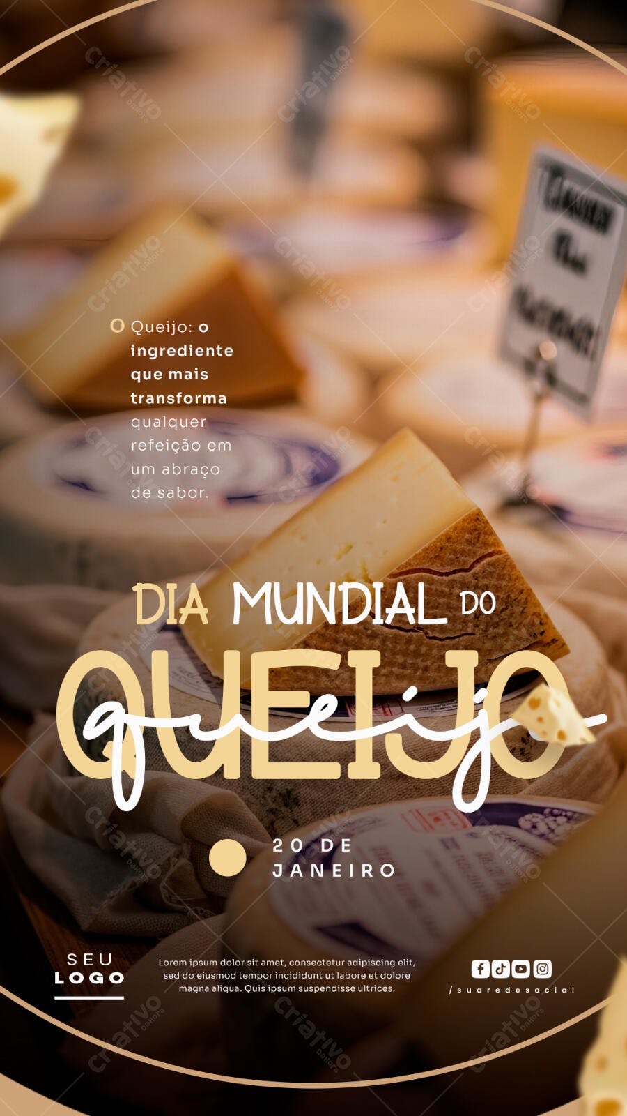 Story Dia Mundial do Queijo 20 de Janeiro PSD Editável