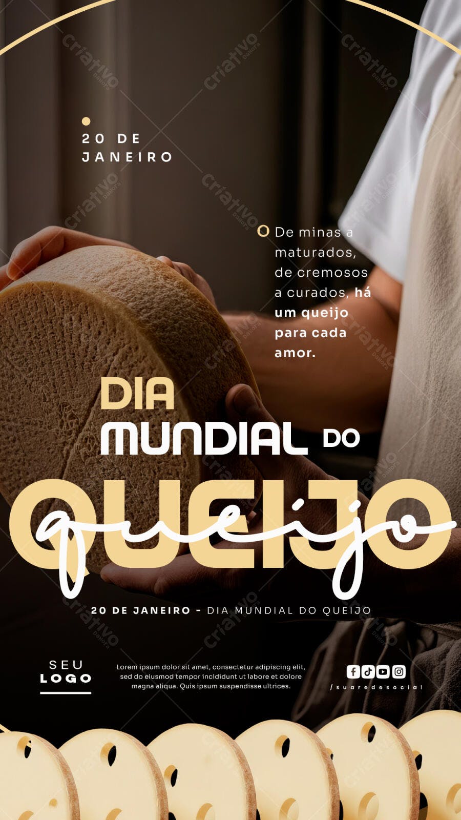 Story Instagram Dia Mundial do Queijo 20 de Janeiro PSD Editável