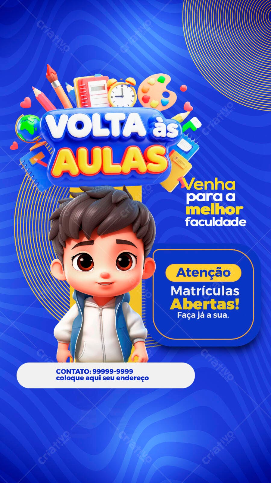 Story Instagram Volta às Aulas Faculdade PSD Editável