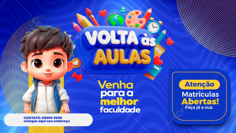 Banner Volta às Aulas Matrículas Abertas Faculdade PSD Editável