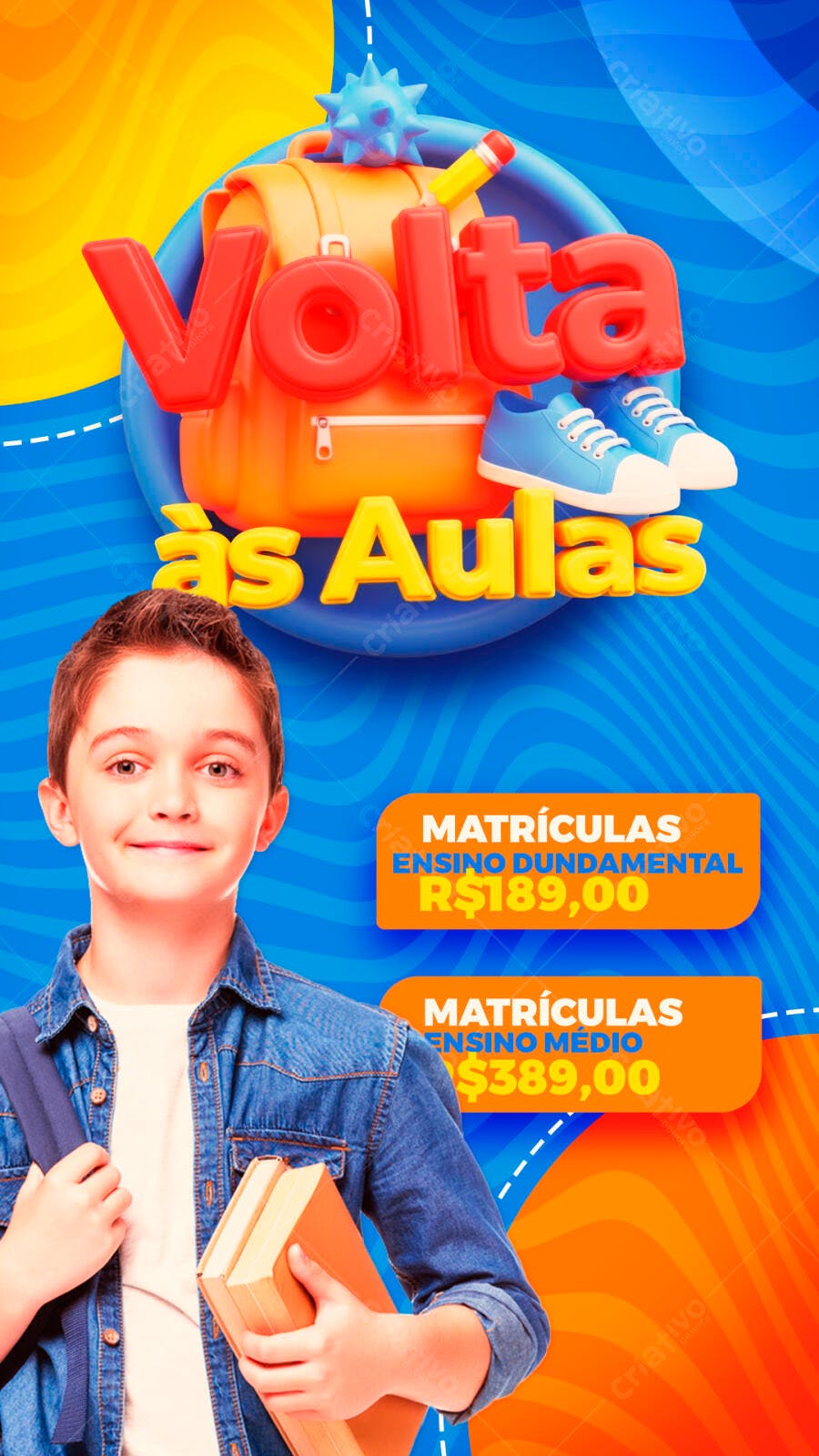 Post Instagram Volta às Aulas Escola Educação PSD Editável
