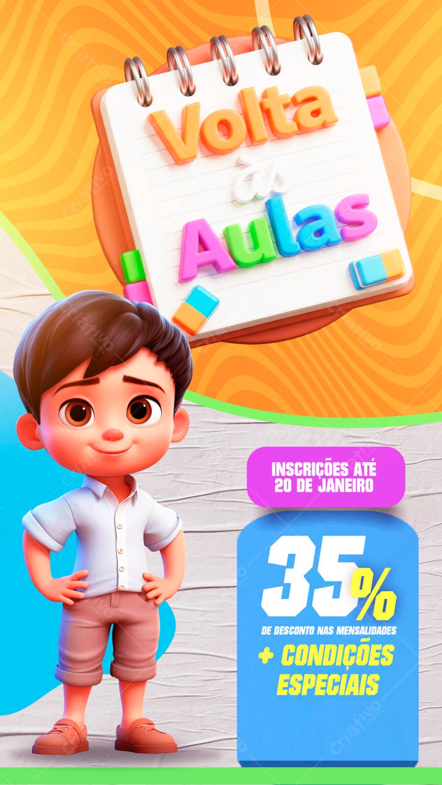 Post Instagram Volta às Aulas Janeiro Escola PSD Editável