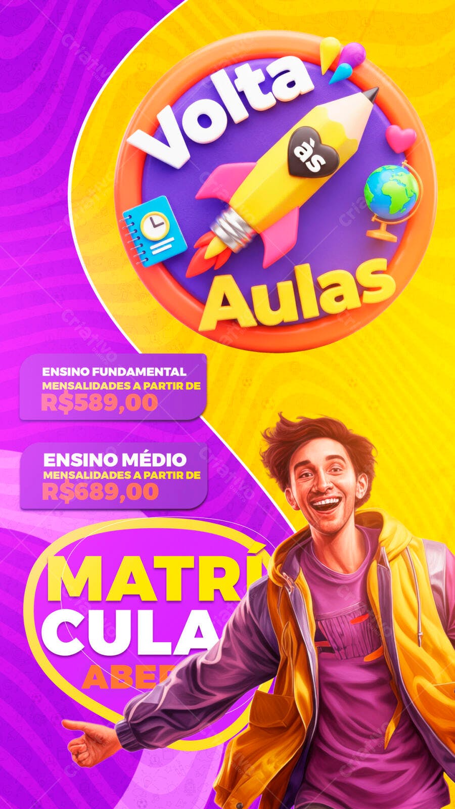 Post Instagram Volta às Aulas Educação PSD Editável