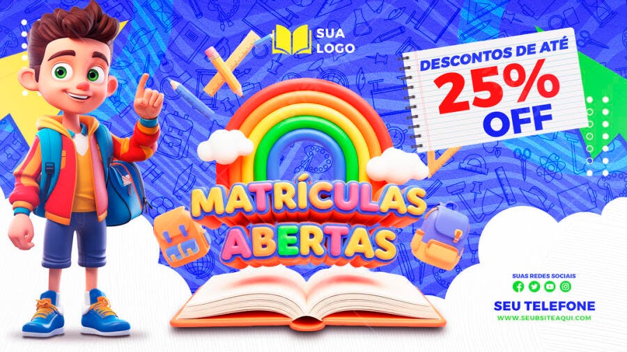 Banner Matrículas Abertas Escola Infantil PSD Editável