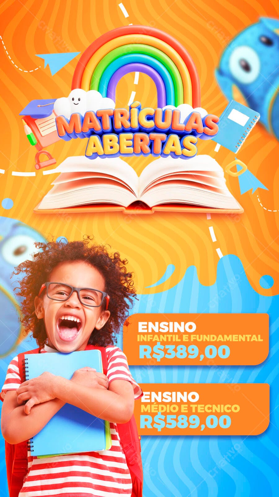 Post Instagram Matrículas Abertas Escola Infantil PSD Editável