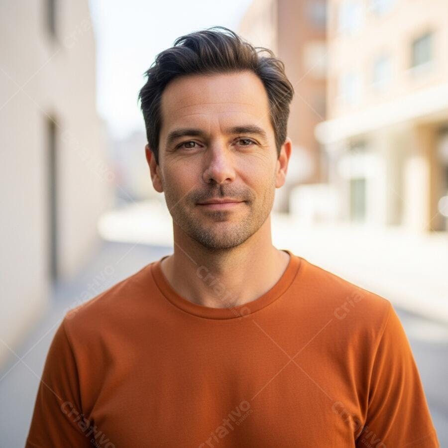 Foto Homem Sorrindo Olhando Câmera Rua Cidade