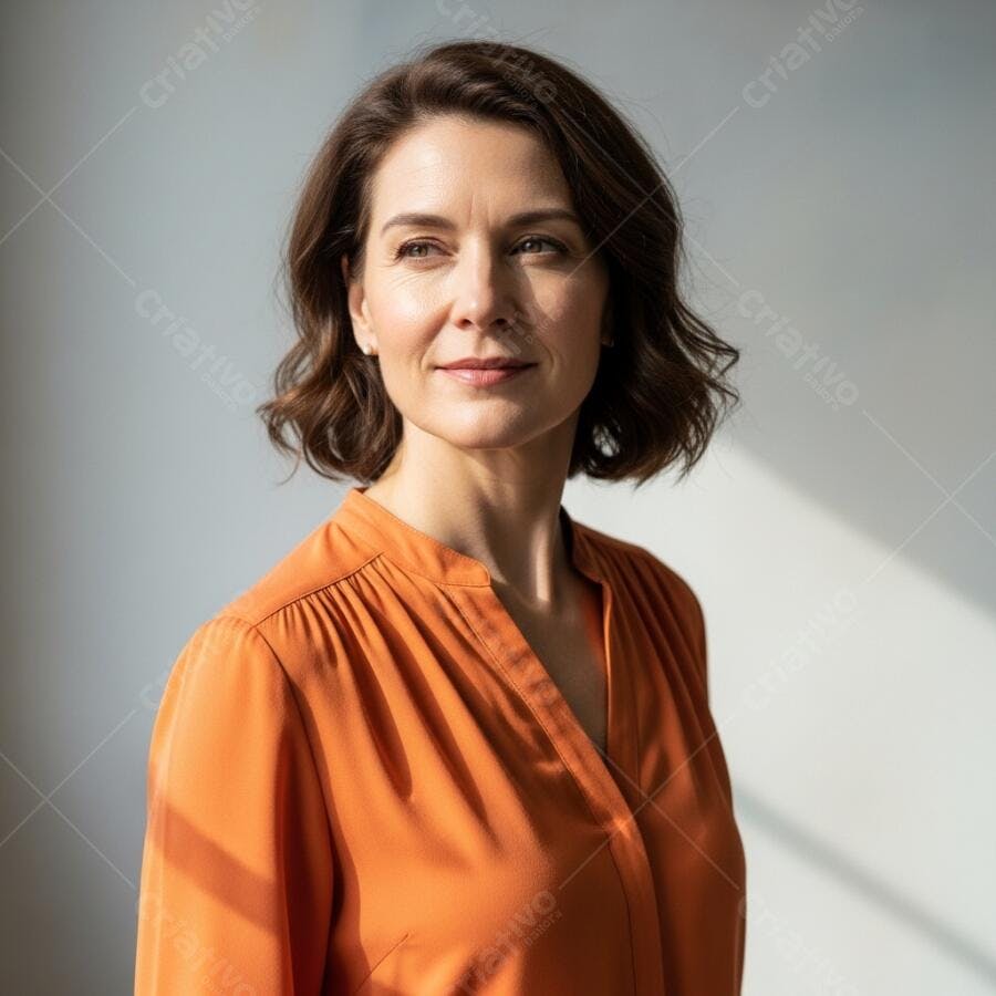 Foto Retrato Mulher Madura Sorrindo Profissional Casual