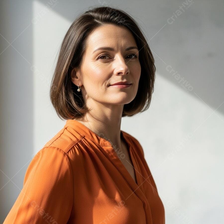 Foto Retrato Mulher Branca Empresária Olhando Câmera Luz Natural