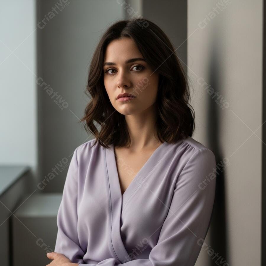 Foto Mulher Jovem Profissional Olhando Câmera Retrato Estúdio