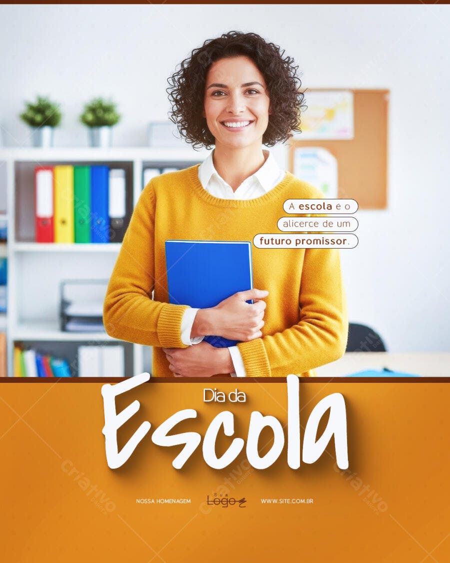Post Dia da Escola Educação Professora PSD Editável