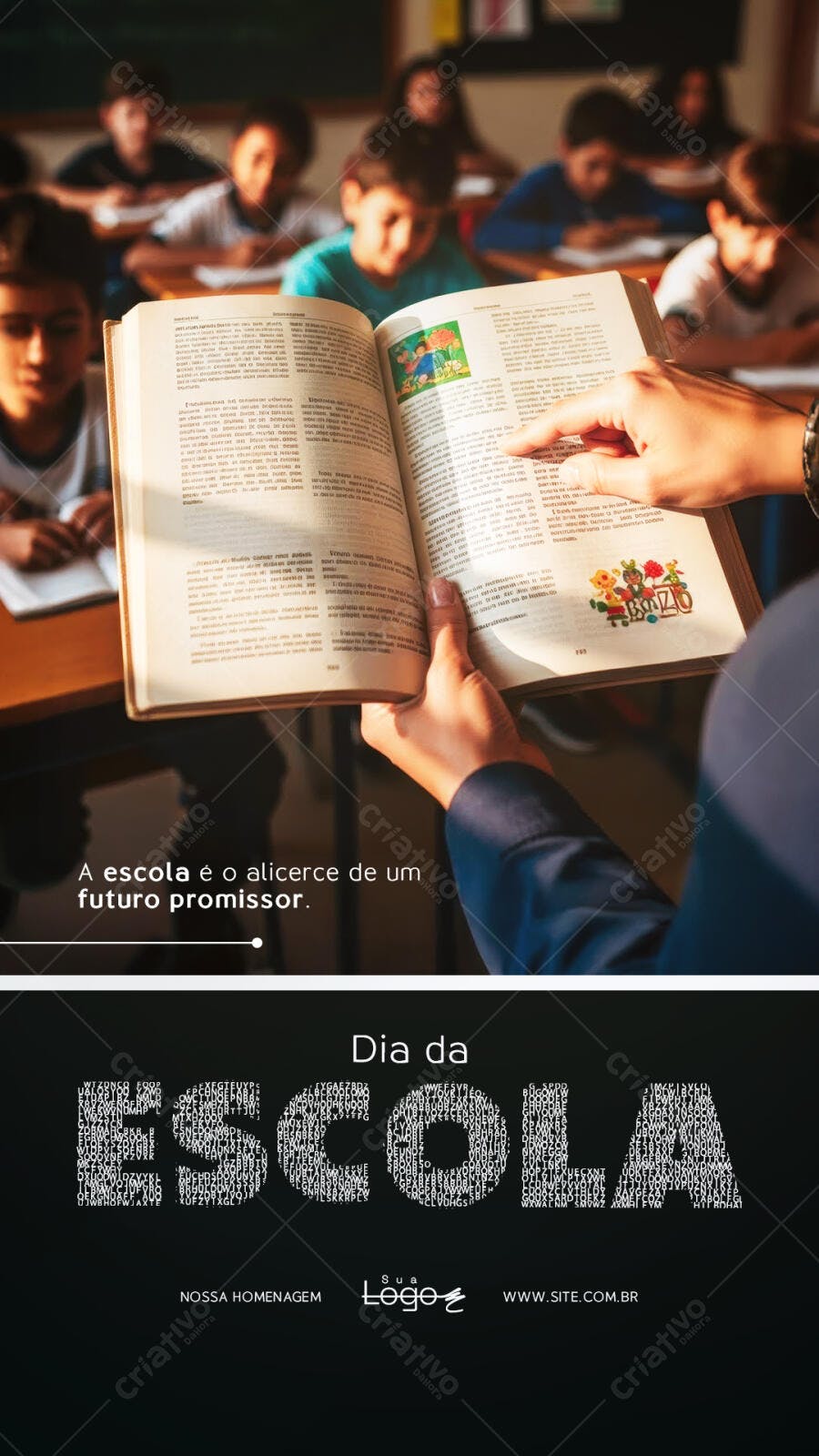 Post Instagram Dia da Escola Educação PSD Editável