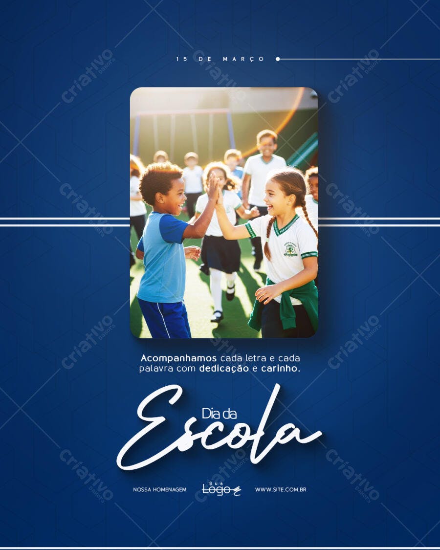Post Instagram Dia da Escola Educação PSD Editável