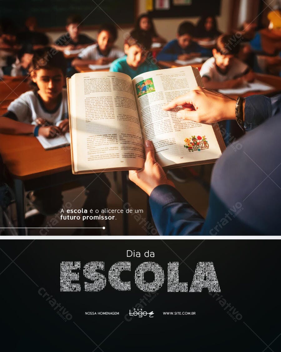 Post Instagram Dia da Escola Educação PSD Editável
