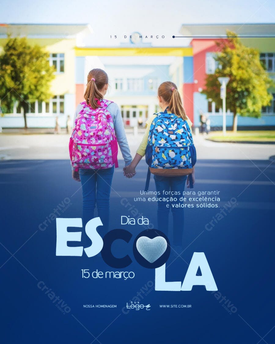 Post Instagram Dia da Escola 15 de Março PSD Editável