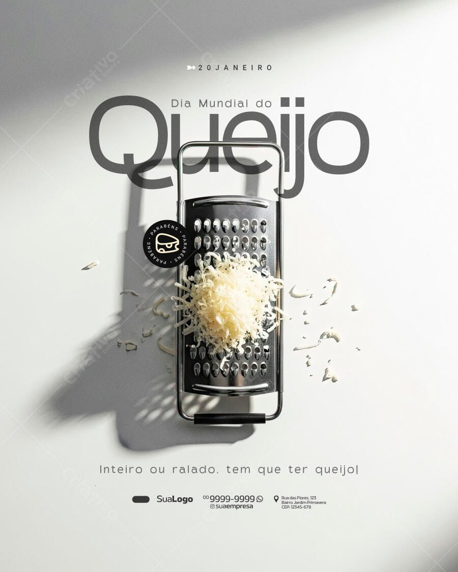 Post Instagram Dia Mundial do Queijo PSD Editável