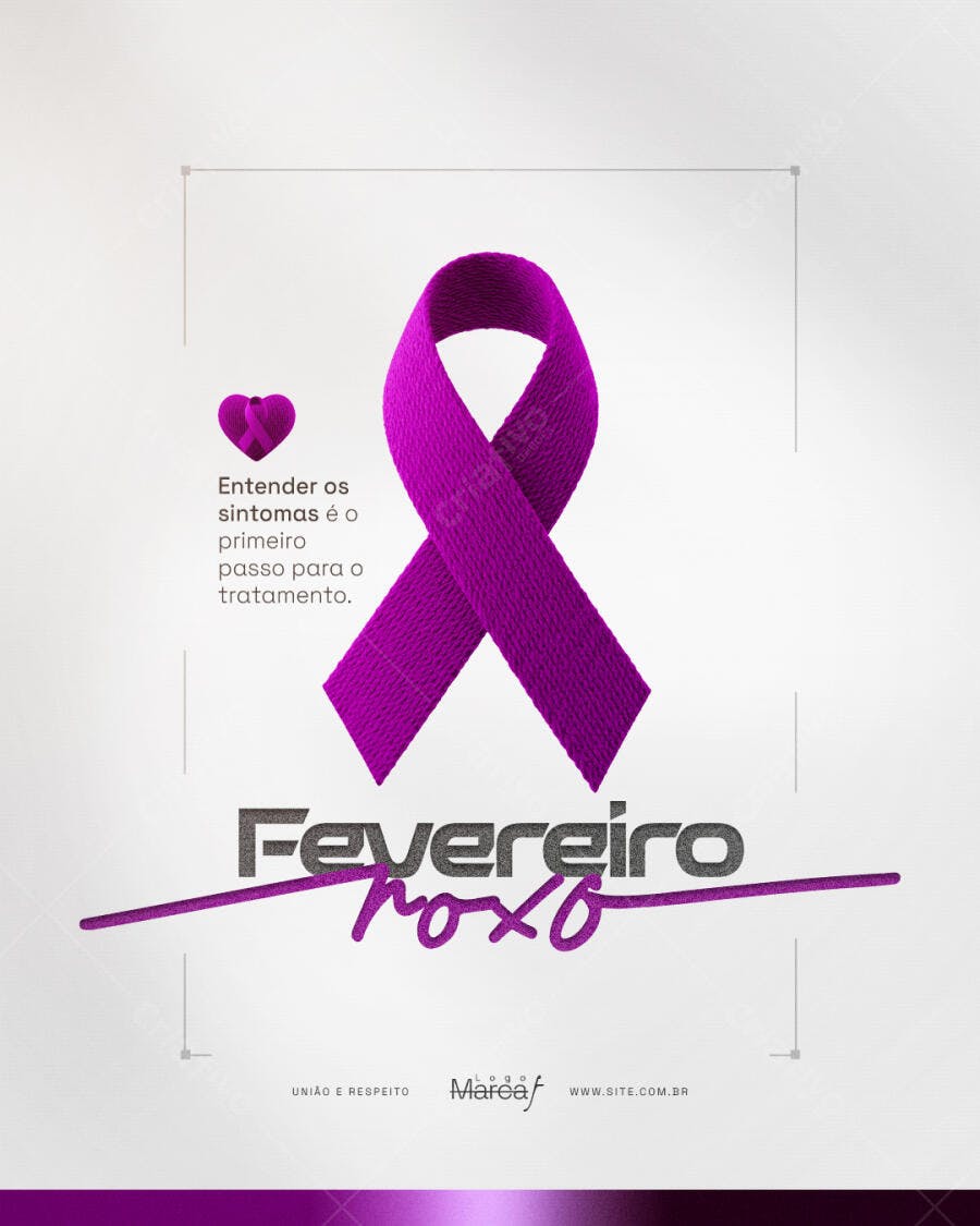 Post Instagram Fevereiro Roxo Conscientização PSD Editável