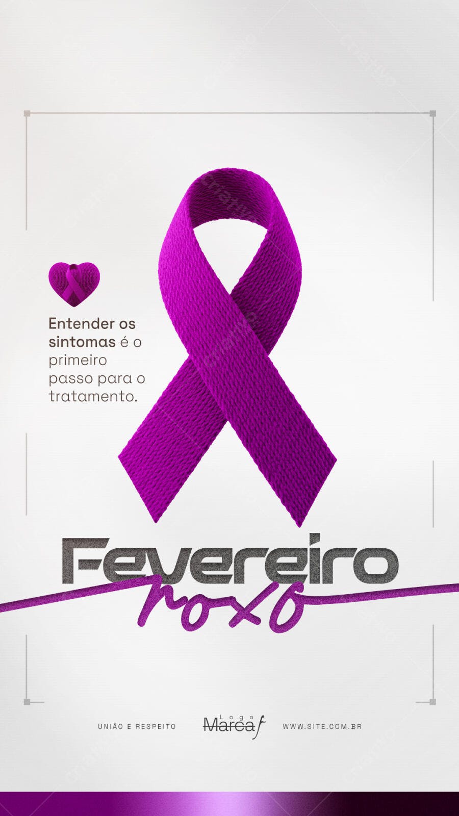 Post Instagram Fevereiro Roxo Saúde PSD Editável
