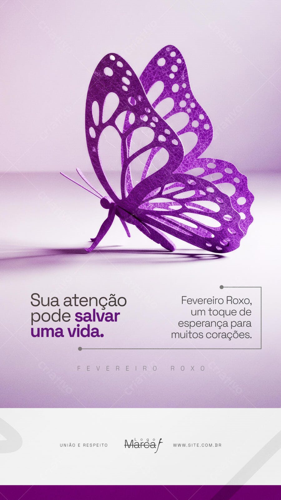Post Fevereiro Roxo Conscientização Saúde PSD Editável