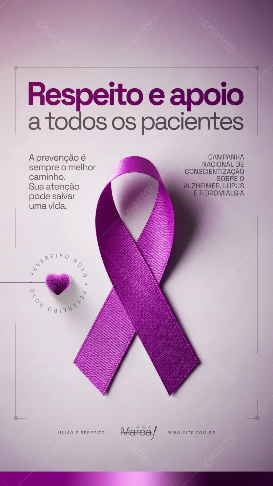 Post Instagram Fevereiro Roxo Conscientização PSD Editável
