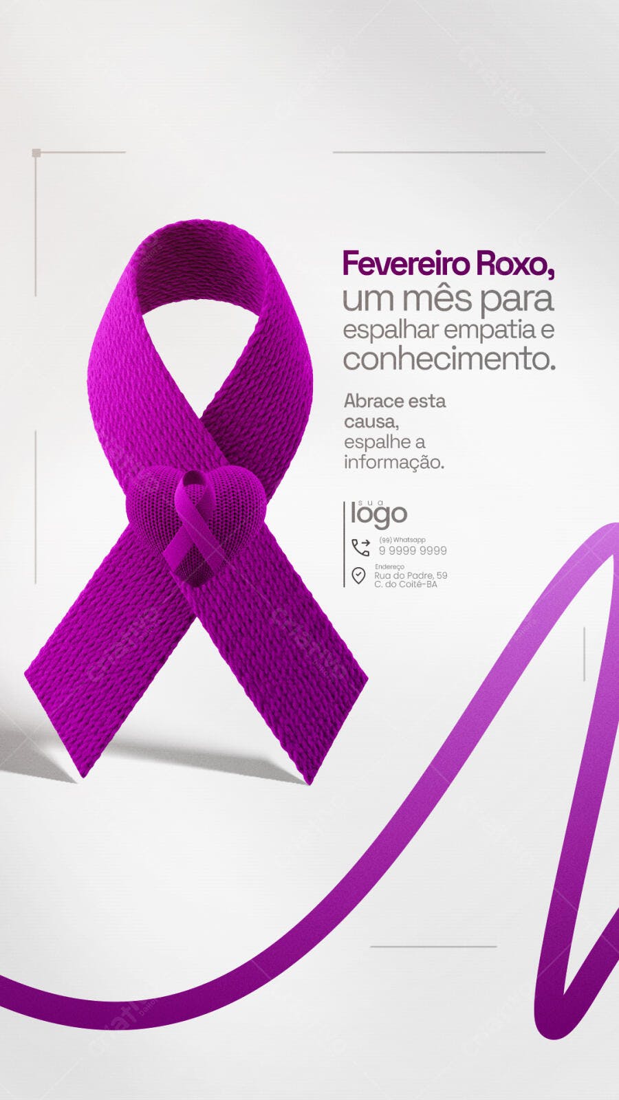 Story Fevereiro Roxo Conscientização Saúde PSD Editável