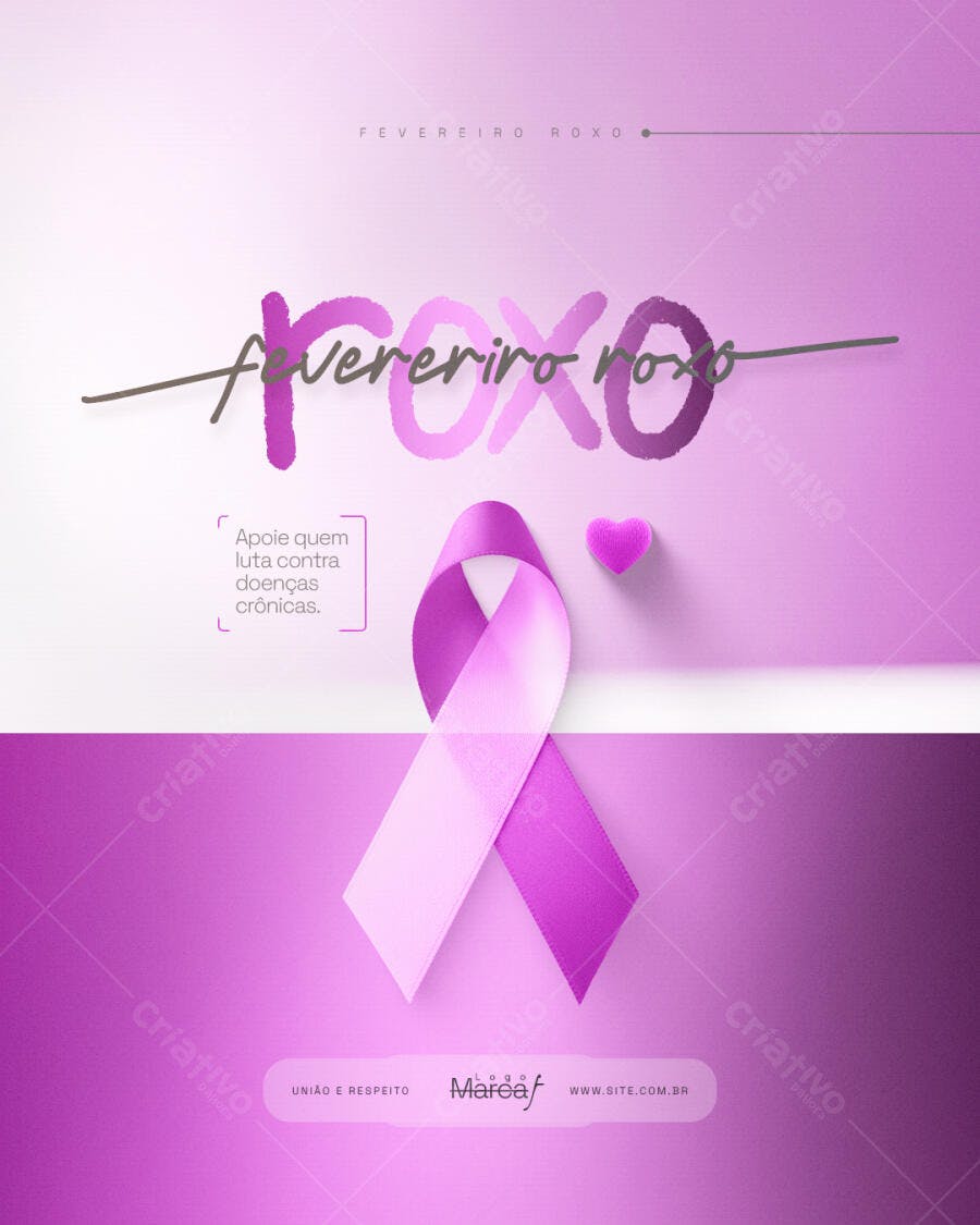 Post Fevereiro Roxo Doenças Crônicas PSD Editável