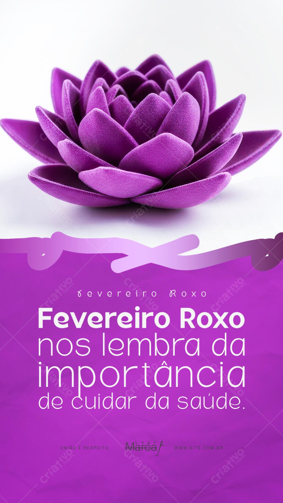 Post Instagram Fevereiro Roxo Saúde PSD Editável