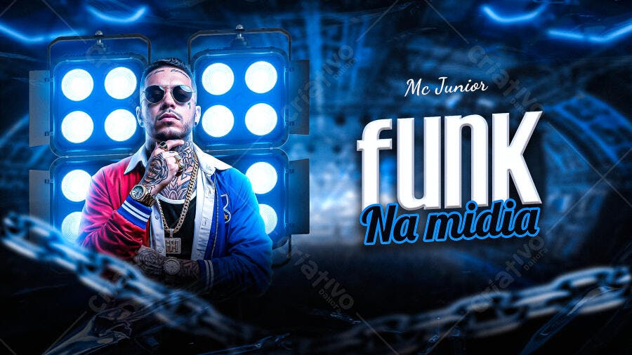 Capa Funk Na Mídia MC Junior PSD Editável