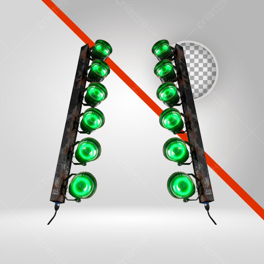 Elemento 3D Refletor Verde Cenário Evento PNG Fundo Transparente