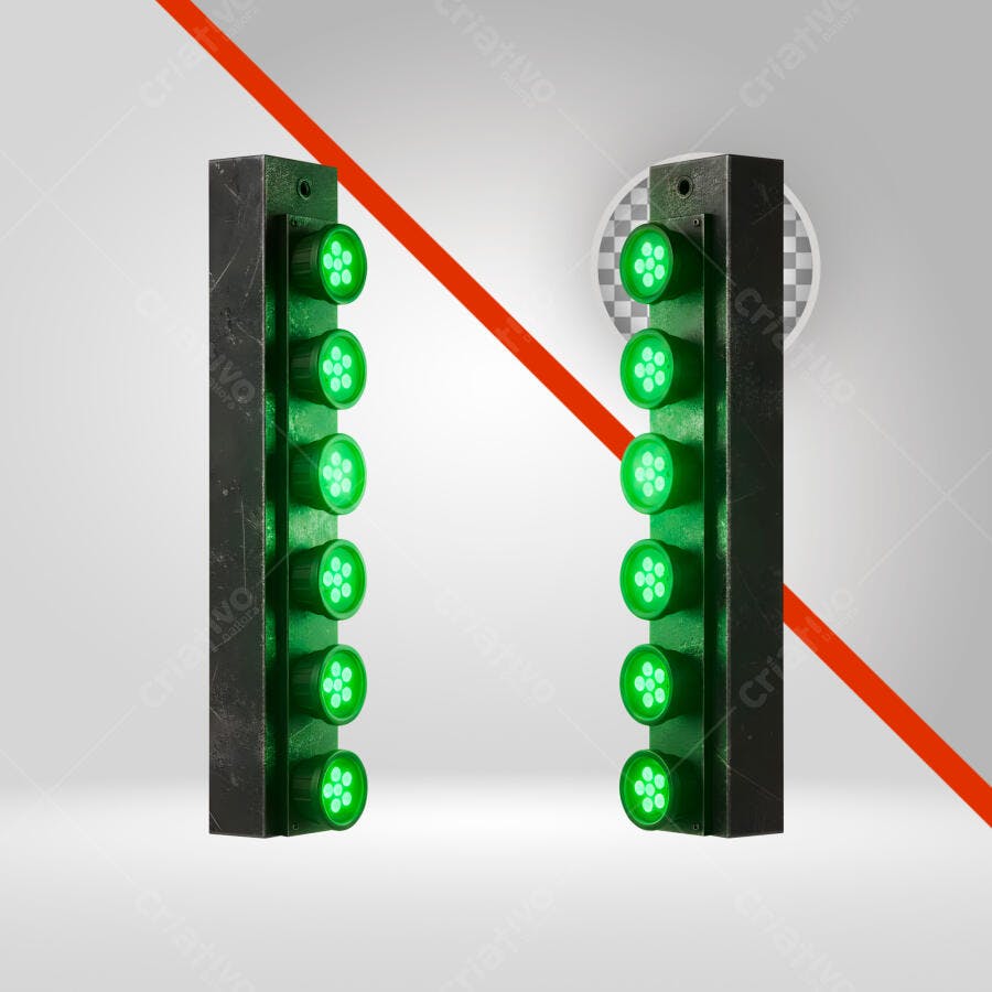 Elemento 3D Semáforo Largada Corrida Verde PNG Fundo Transparente