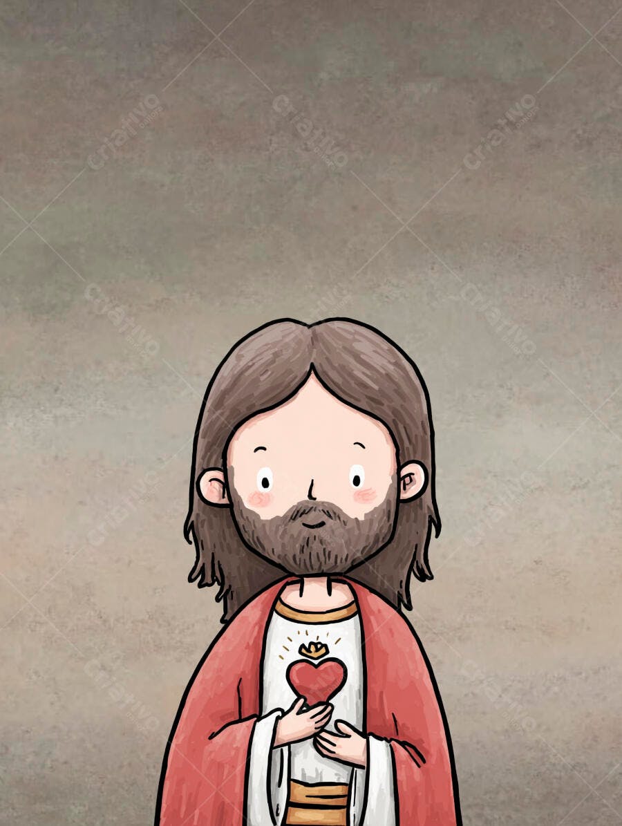 Ilustração Jesus Cristo Sagrado Coração Desenho Infantil