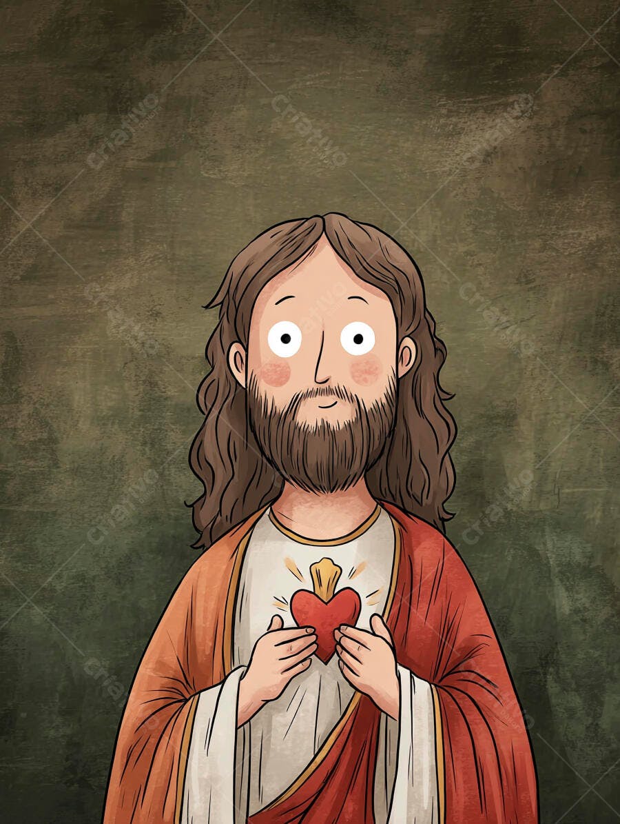 Ilustração Jesus Cristo Sagrado Coração Desenho Infantil