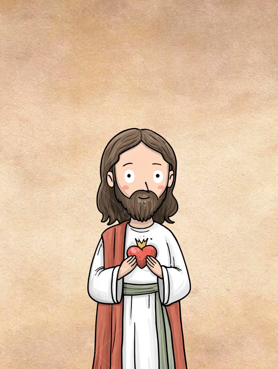 Ilustração Jesus Cristo Sagrado Coração Desenho Infantil