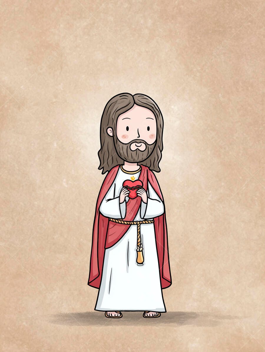 Ilustração Jesus Cristo Sagrado Coração Desenho Infantil