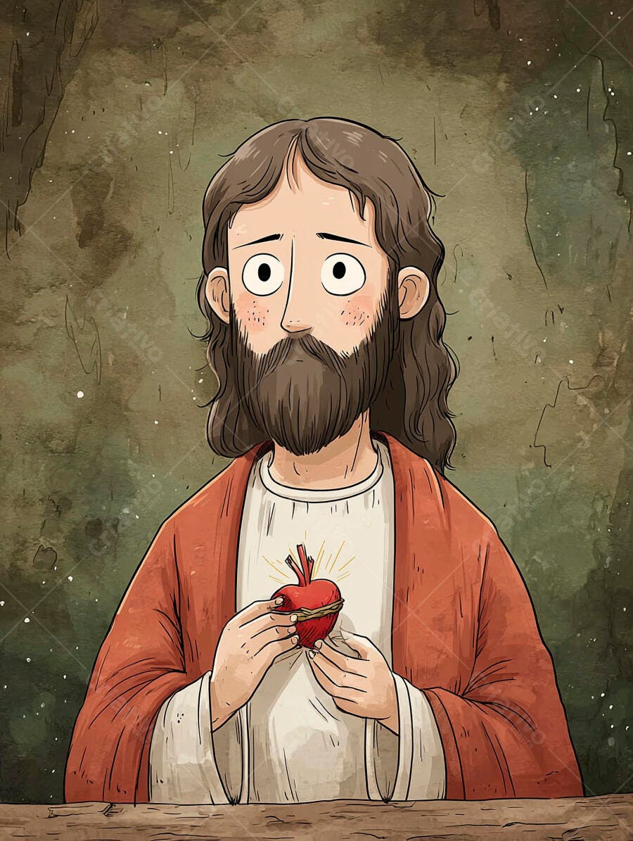 Ilustração Jesus Cristo Sagrado Coração Desenho