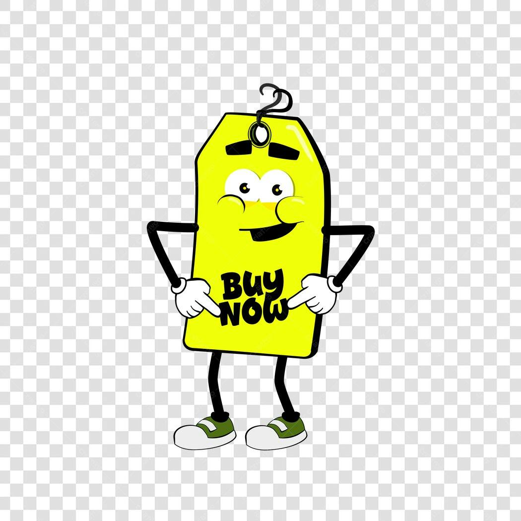 Personagem Ilustrado Etiqueta Preço Buy Now PNG Fundo Transparente