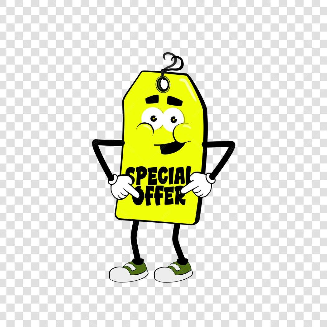 Personagem Ilustrado Etiqueta Preço Oferta Especial PNG Fundo Transparente