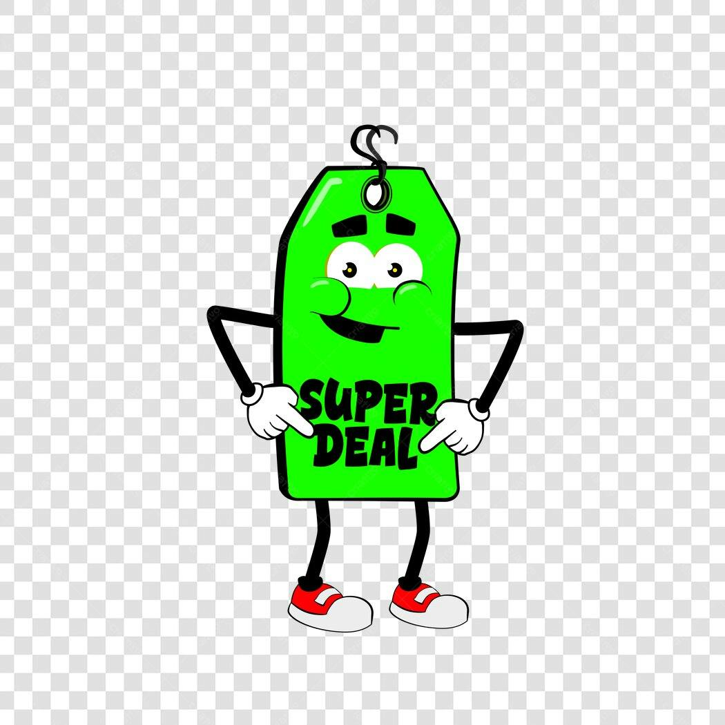 Personagem Ilustrado Etiqueta Preço Super Oferta PNG Fundo Transparente