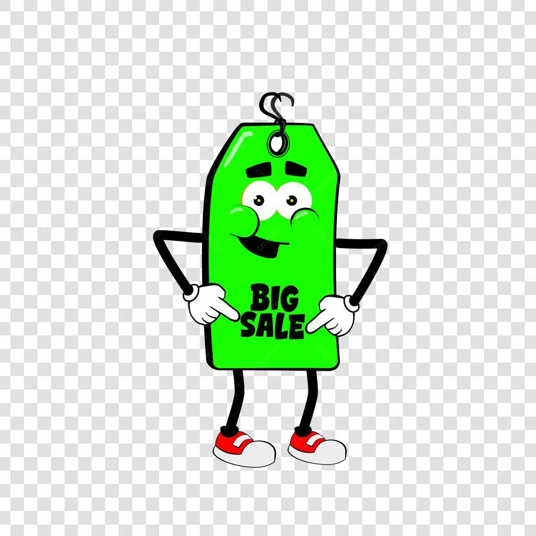 Personagem Ilustrado Etiqueta Preço Big Sale PNG Fundo Transparente