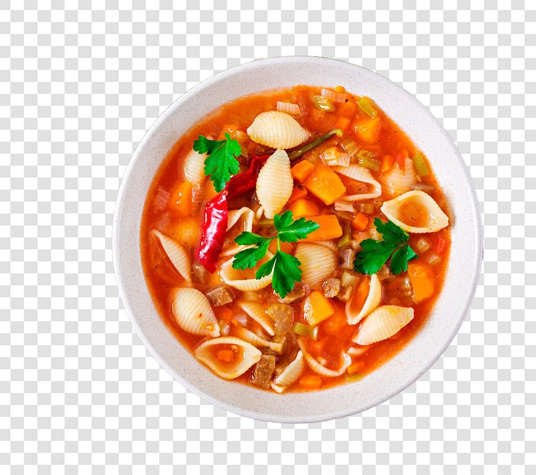 Foto Recortada Sopa Minestrone Macarrão Concha PNG Fundo Transparente