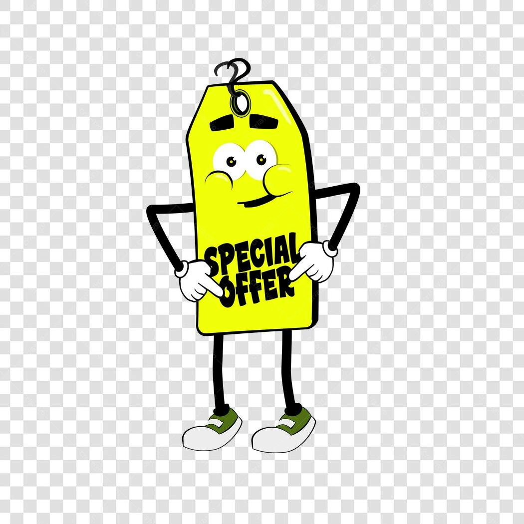Ilustração Etiqueta Oferta Especial Personagem PNG Fundo Transparente